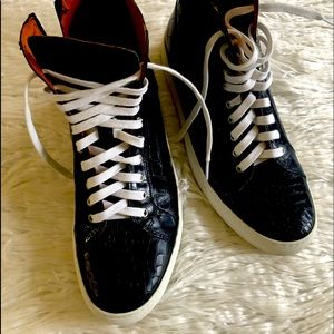 Croc embossed Navy Leather Sneakers DJP’S
